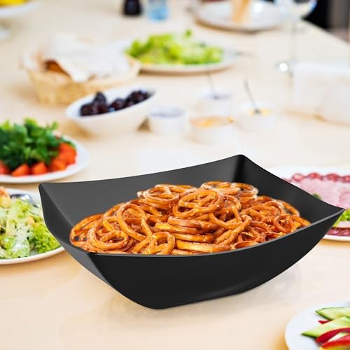 R-kay 6 Pack Square Extra Large Plastic Black Serving Bowls -128 Oz Black Plastic bowls - Salad Bowls Large Serving, Premium Heavy Duty For Weddings Catering And Birthday parties