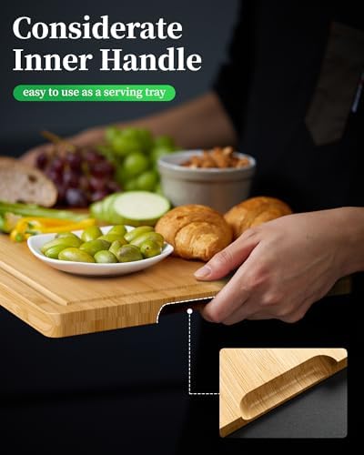 Kitsure Bamboo Cutting Board for Chopping & Serving, Large, Natural (Pack of 2)