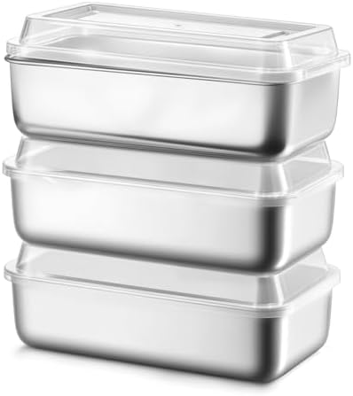 TeamFar Loaf Pan for Baking Bread, 9 x 5 Inch Bread Pan with Lid, Set of 3