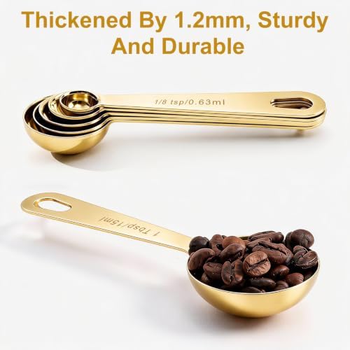 Bopei 14-Piece 18/8 Stainless Steel Measuring Cups and Spoons Set, Gold