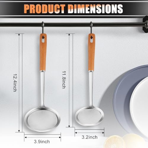 Ninsula 2PCS Fine Mesh Stainless Steel Colander Spoon, Hot Pot Fat Skimmer Spoon, Multi-functional Fine Mesh Food Strainer for Skimming Grease and Foam