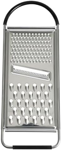 Oster Helmsdale Flat Cheese Grater With Anti-Slip Handle, Stainless Steel Zester/Multi-Functional Tool for Kitchen Preperation, Black