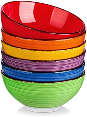 vancasso Bonita Cereal Bowls Set of 6-27 Oz Ceramic Soup Bowls, Microwave & Dishwasher Safe, 6 Inch Colorful Serving Bowls for Kitchen