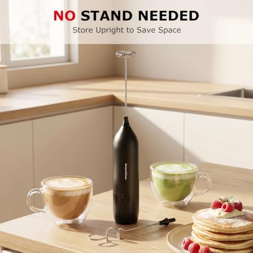 Bonsenkitchen Rechargeable Milk Frother Handheld, Charging USB-C