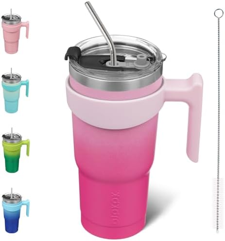 BJPKPK 20 oz Tumbler with Handle & Straw, Insulated Stainless Steel Mug