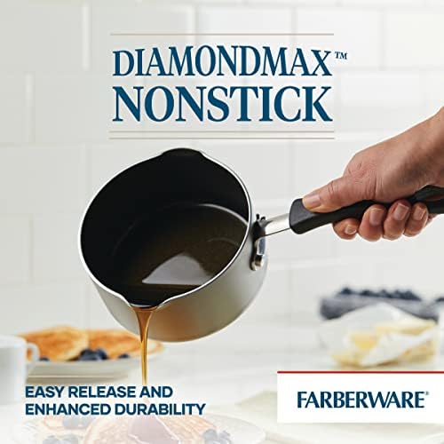 Farberware Cookstart DiamondMax Nonstick Straining Saucepan, 1-Qt, Silver