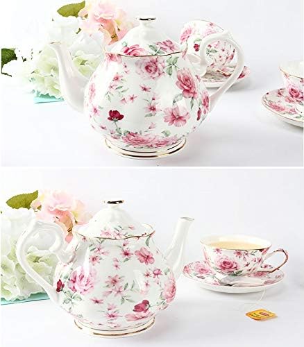 BTaT- Tea Pot, Teapot, Porcelain Teapot, 38 oz, Floral Teapot, Bone China Teapot for Tea Set, Ceramic Tea Kettle, Tea Pots for Tea Cup, Tea Pot Ceramic, Tea Pots for Loose Tea
