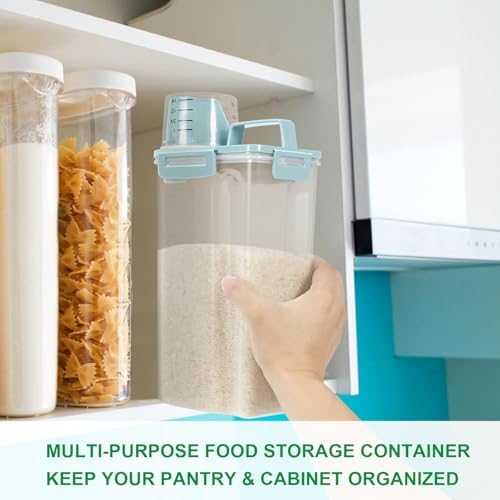 TBMax Rice Storage Container 3-5 Lbs Flour Container Cereal Dispenser with Measuring Cup, Airtight Dry Food Container Bin for Kitchen Pantry Storage Organization