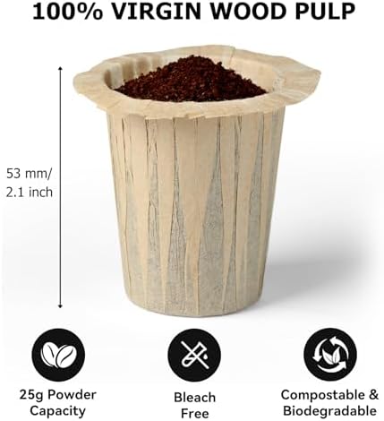 Fanativita Disposable Coffee Filters (2.1" H) for My K-Cup, K-Carafe, Cuisinart SS-RFC and Other Large Reusable Filter Cups (Unbleached 100 Count) (Pack of 2)