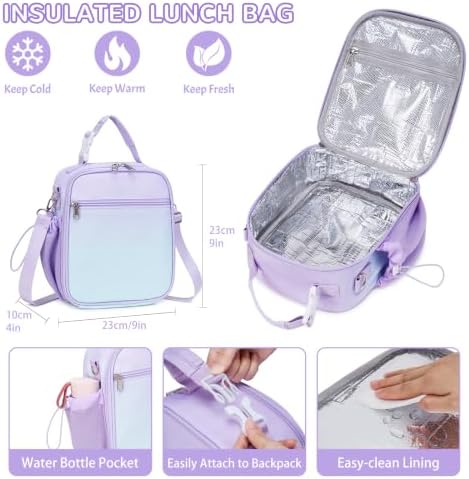 Kids Bento Box with Food Jar, Water Bottle, Lunch Bag, Gradient