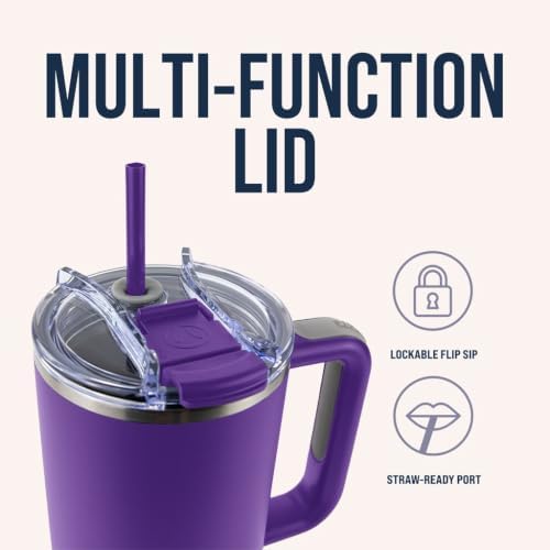 Hogg Big Swig 40oz Tumbler with Handle and Straw - Purple, 40 oz Tumbler, Insulated Cup with Handle, 40oz Water Bottle with Straw, Thermal Cups, Leak Proof Lid, Travel Mugs, Stainless Steel