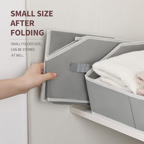 Homsorout Large Storage Bins Baskets - 6 Pack Closet Storage Cubes, Fabric Baskets for Organizing, Cube Organizer Bins with Handles, Foldable Boxes for Clothes, Towels, Grey