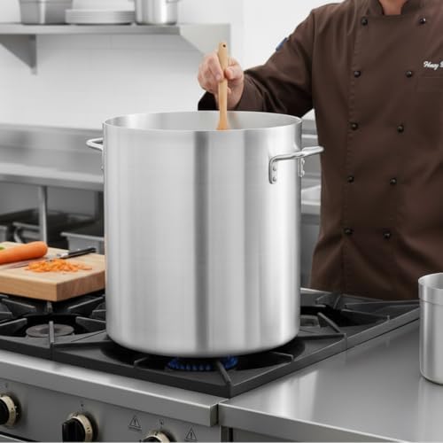 TrueCraftware- 60 qt. Heavy-Duty Aluminum Stock Pot with Riveted Handles- Multipurpose Cookware Pot Large Stockpot Stew Simmering Pots for Pasta Soup Seafood Stock Home Restaurant Catering