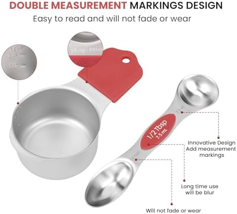 Magnetic Measuring Cups and Spoons Set-Heavy Duty 304 Stainless Steel
