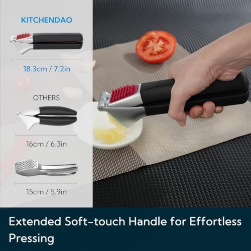 KITCHENDAO Heavy Duty Garlic Press with Built-in Scraper & Cleaning Pusher