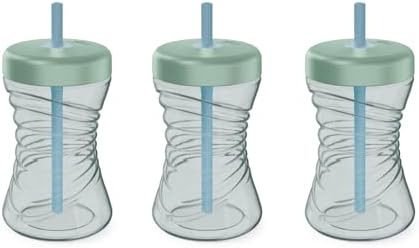 NUK First Choice Fun Grips Straw Cup 2.0, 10 oz. Sippy Cup with Handles, Leak Proof Straw Cup, 3-Pack