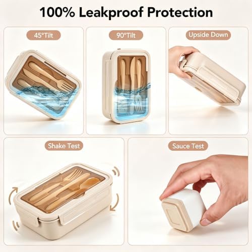 Bento Lunch Box Set for Adults & Kids with Insulated Bag Khaki