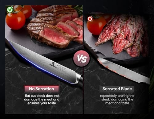 Piklohas Steak Knives Set of 6, 4.6 Inch Non Serrated Dinner Knife