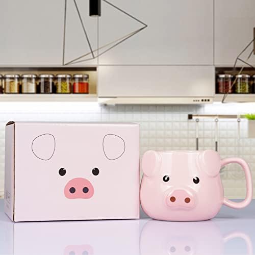 Pig Coffee Mug 14 oz Ceramic Novelty Coffee Mug 3D Porcelain Tea Mug for Women Christmas Housewarming Holiday Birthday Gifts for Women Mom Kids Teacher and Best Friend Pink