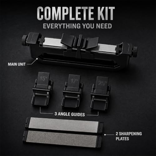 Knife Sharpeners for Kitchen Knives -portable knife sharpener with Adjustable Angle Guide, Coarse/Fine Stone-Portable Wicked Edge Knife Sharpener, Chef, Pocket & Hunting Blades