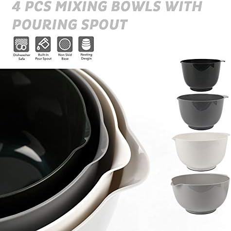 BoxedHome Classic Mixing Bowl Set of 4, BPA Free Plastic