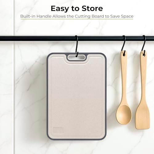 Freshware Titanium Cutting Board for Kitchen, Double Sided and Non Slip Cutting Boards, Pure Titanium/PP, Chopping Board with Juice Grooves, Dishwasher Safe, Large 15.2" by 10.5"