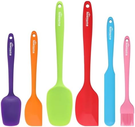NileHome 6 Pieces Silicone Spatula Set with Silicone Brush,Multicolor