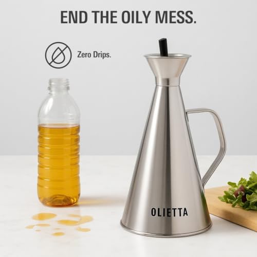 Olive Oil Dispenser Bottle, Stainless Steel Non-Drip Pourer 25 fl oz