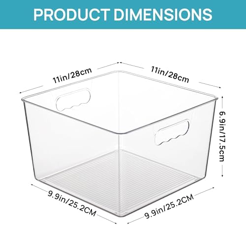 Vtopmart 6 Pack Extra Large Clear Storage Bins, 11x11 Cube Organizer
