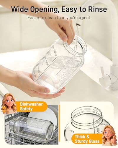 64 oz Mason Jar Pitcher, Glass Pitcher with Lid for Sun Tea & Iced Tea
