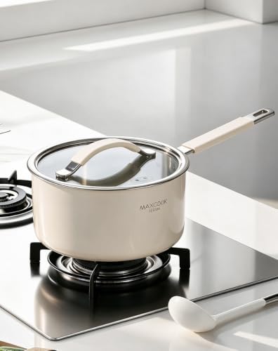2.0 Quart Tri-Ply Stainless Steel Sauce Pan, Heat Fast Evenly, Detachable Silicone Cover, Cooking Pot for All Cooktops