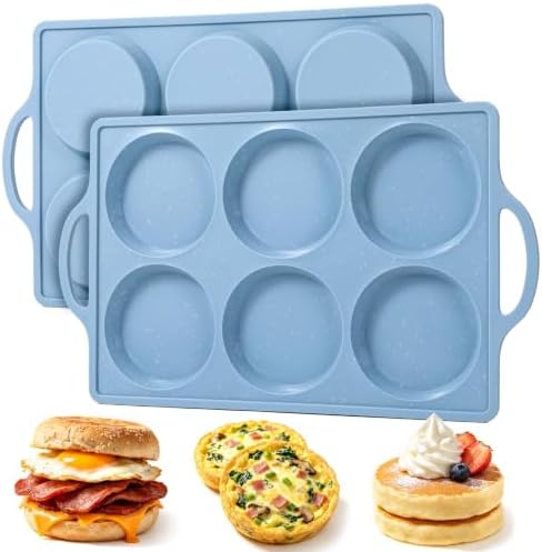 CAKETIME Jumbo Muffin Top Pan Non Stick,4 Inch Metal Frame Round Egg Baking Pan for Oven English Muffins, Whoopie Pies, Corn Bread, Egg Bites, Breakfast Sandwiches Tarts 2