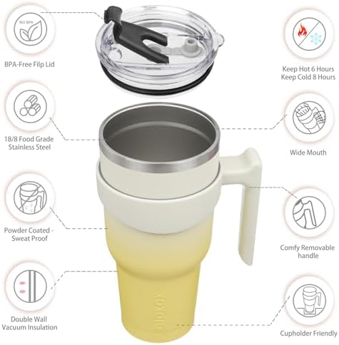 BJPKPK 40 oz Tumbler with Handle & Straw, Insulated Stainless Steel Mug