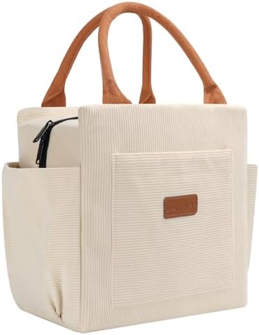 Joymee Lunch Bag Women Insulated Lunch Box- Corduroy Beige