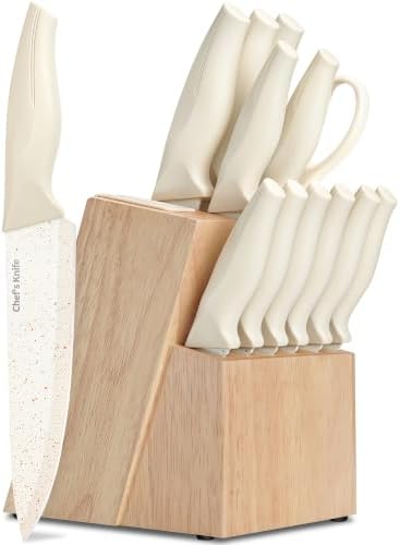 14-Piece Kitchen Knife Block Set with Built-In Sharpener