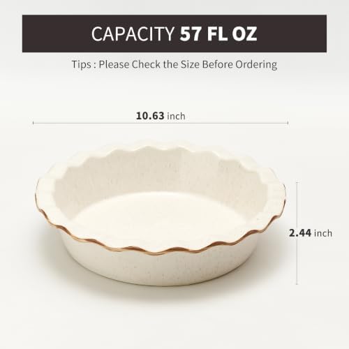 Ceramic Pie Pan for Baking[10.6 inch],Reusable NonStick Ceramic Baking Dish