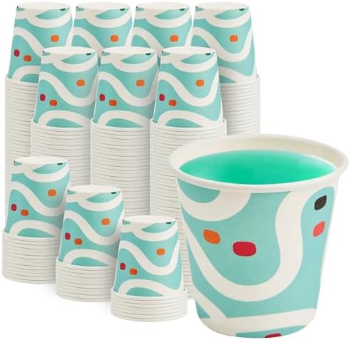 RACETOP 3 oz Bathroom Cups 300 Pack, Small Paper Cups, Blue Lines