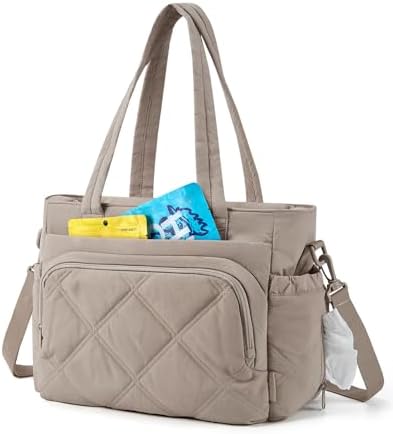 BAGSMART Lunch Bag Women Large Lunch Box Insulated Tote Bag with Multi-Pockets Quilted Puffy Tote for Work, Outdoors