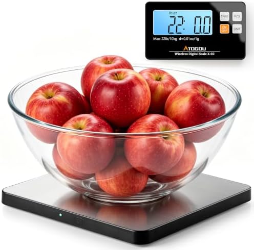Atogou Wireless Kitchen Scale, 22lb/10kg Food Scale with Detachable Display