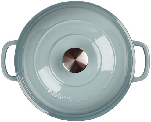 EDGING CASTING Enameled Cast Iron Dutch Oven Pot with Lid, Round Bread Oven for Homemade Sourdough Bread Baking, 6 Quart, Seasalt