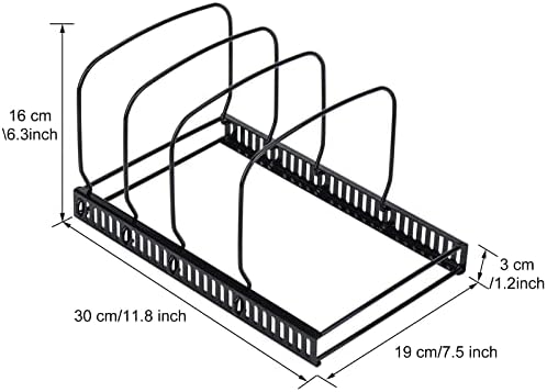 Toplife 10+ Bakeware Organizer Rack for Kitchen Bakeware, Cookware, Dinnerware, Cutting Boards, Plates, Pot and Pan Lids (Black)
