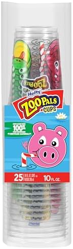 Hefty Zoo Pals Disposable Kids Cups, 10oz, 25ct