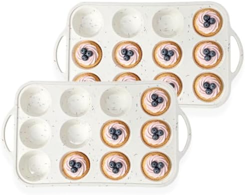 2 Pack Silicone Muffin Pans for Baking, 12 Cupcake Pan