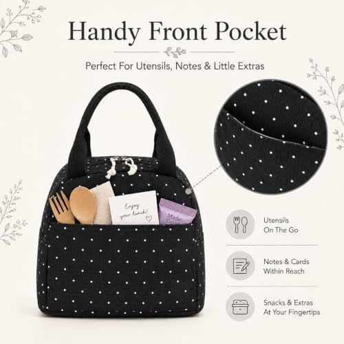 Bluboon Lunch Bag for Women Men Cute Corduroy Lunch Tote Bags Reusable Insulated Lunch Box Large Capacity Reusable Insulated Cooler for Work Picnic or Travel
