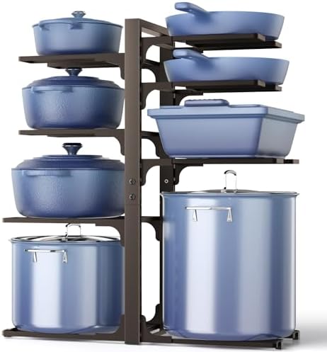 ORDORA Pots and Pans Organizer Under Cabinet 20.8" 8-Tier Adjustable Bronze