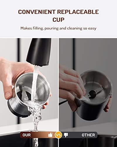 SHARDOR Electric Super Silent Blade Coffee Grinder, Timed Grind Control Rotary Knob, Adjustable Coarse to Fine for Coffee Beans, Spices & Herbs, with 1 Removable Stainless Steel Bowl, Cream