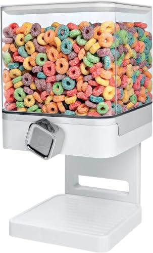 Zevro Compact Dry Food Dispenser, Single Control, White/Chrome (Pack of 6)