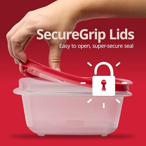 Rubbermaid 7.81- and 14.66-Cup EasyStore Square Containers, 2 Pack, Food Storage Containers, Food Storage Containers with Lids