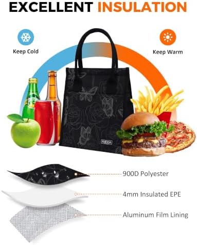 Fmeida 9L Insulated Lunch Bag Women, Reusable Cooler Tote Thermal Snack Bag