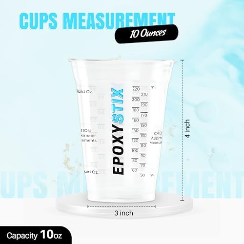 [Pack of 250] 10oz Disposable Measuring Cups for Mixing Epoxy Resin - Measurements in mL and Oz - Multipurpose Reusable Paint, Epoxy, Stain, Liquid Mixing Cups